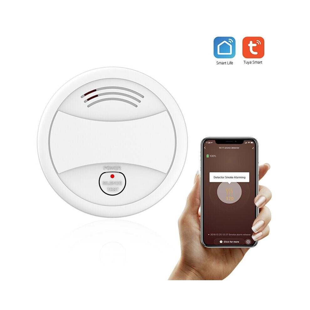 Wifi Smoke Detector Smart Fire Alarm Sensor Wireless Security System Smart Life Tuya APP Control Smart Home for Home Kitchen/Store/Hotel/Factory