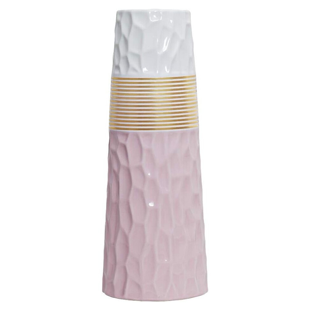 28cm Flower Vase Rose Gold White Ceramic Tall Design Decorative Vases for Home, Party, Wedding Centerpiece