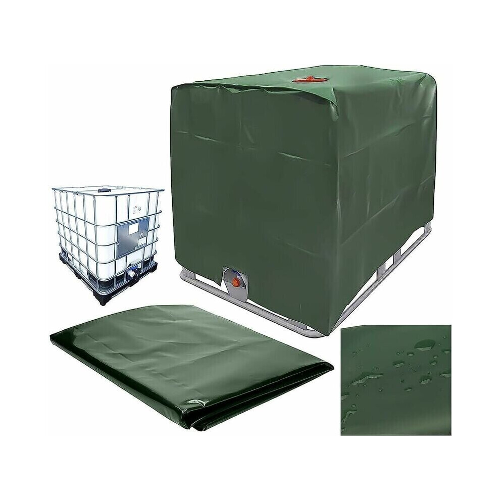 Water Tank Cover, IBC Tank Cover for 1000L Tank, Water Tank Container Protective Cover, Dustproof Anti-UV Rainproof, 120x100x116cm (Green)