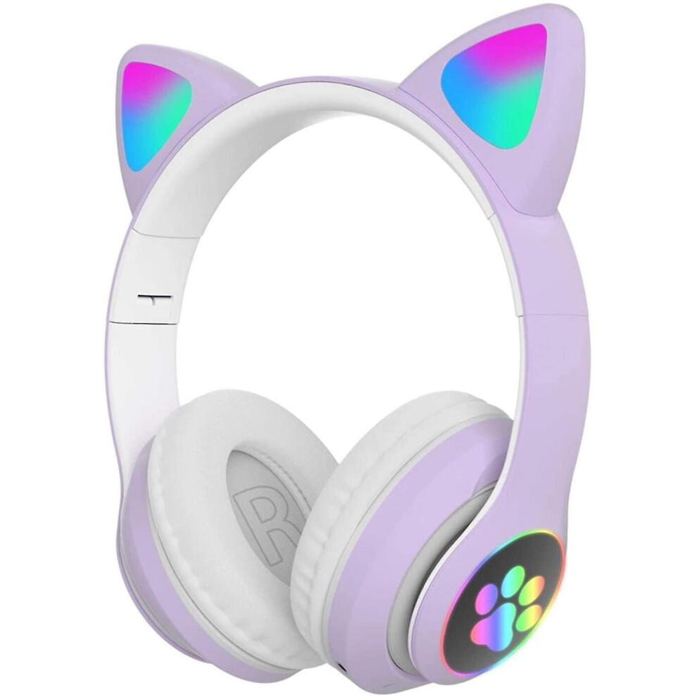 Gaming Headset Fashion Bluetooth Cat Ear Led Light Up Wireless Headset