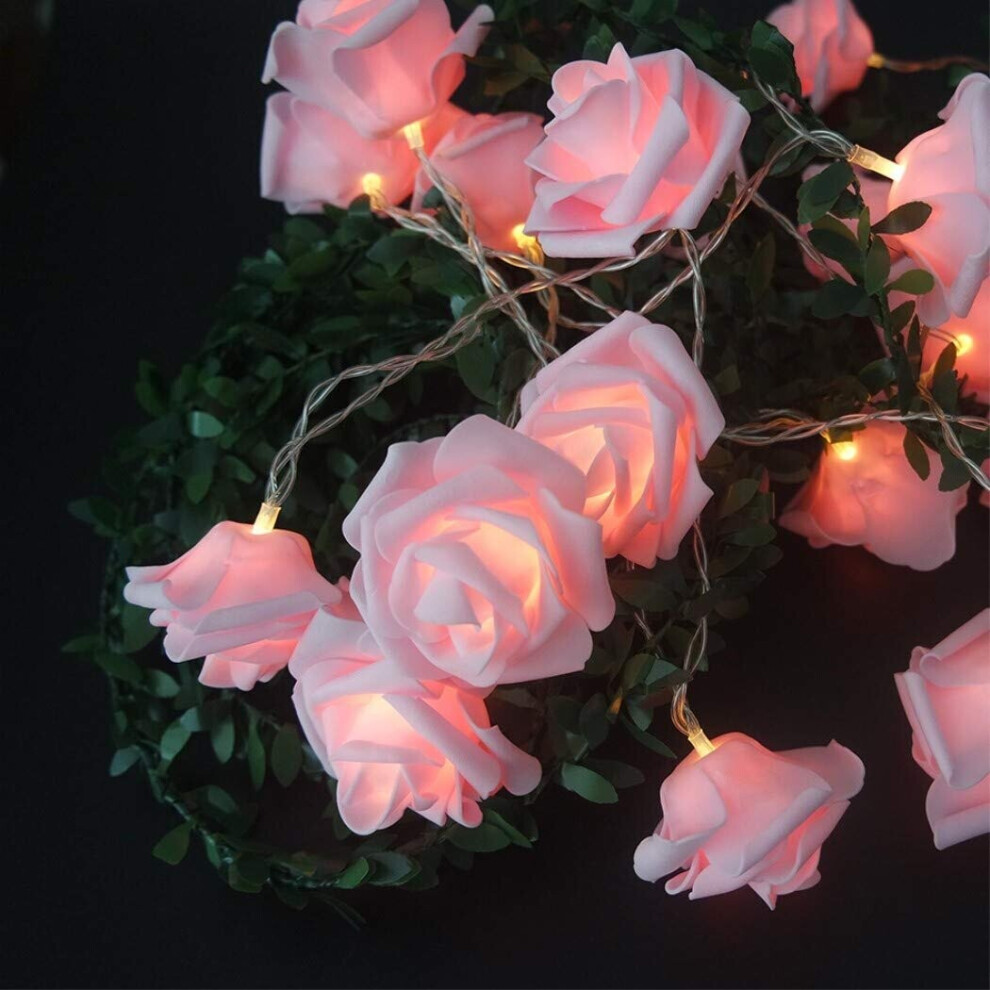 Battery Operated LED Fairy Lights Rose Flower Design, PE (polyethylene), pink, 20LED