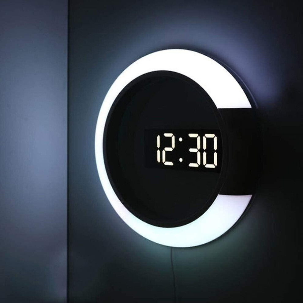 Led Wall Clock, Creative Remote Control, Digital Clock, Hollow Mirror, Temperature Alarm, 7 Colors Changing, Night Light For Home Office