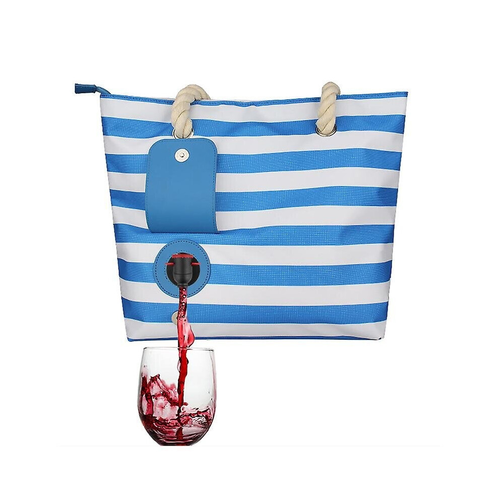 Beach Wine Purse Canvas Tote Handbag With Hidden Dispenser Insulated Compartment