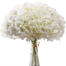 12 Pcs Fake Hydrangea With Stems, Realistic Petals Silk Hydrangea Fake Flowers For Wedding Home Office Party Cafe Decor, Centerpiece (Pure White)