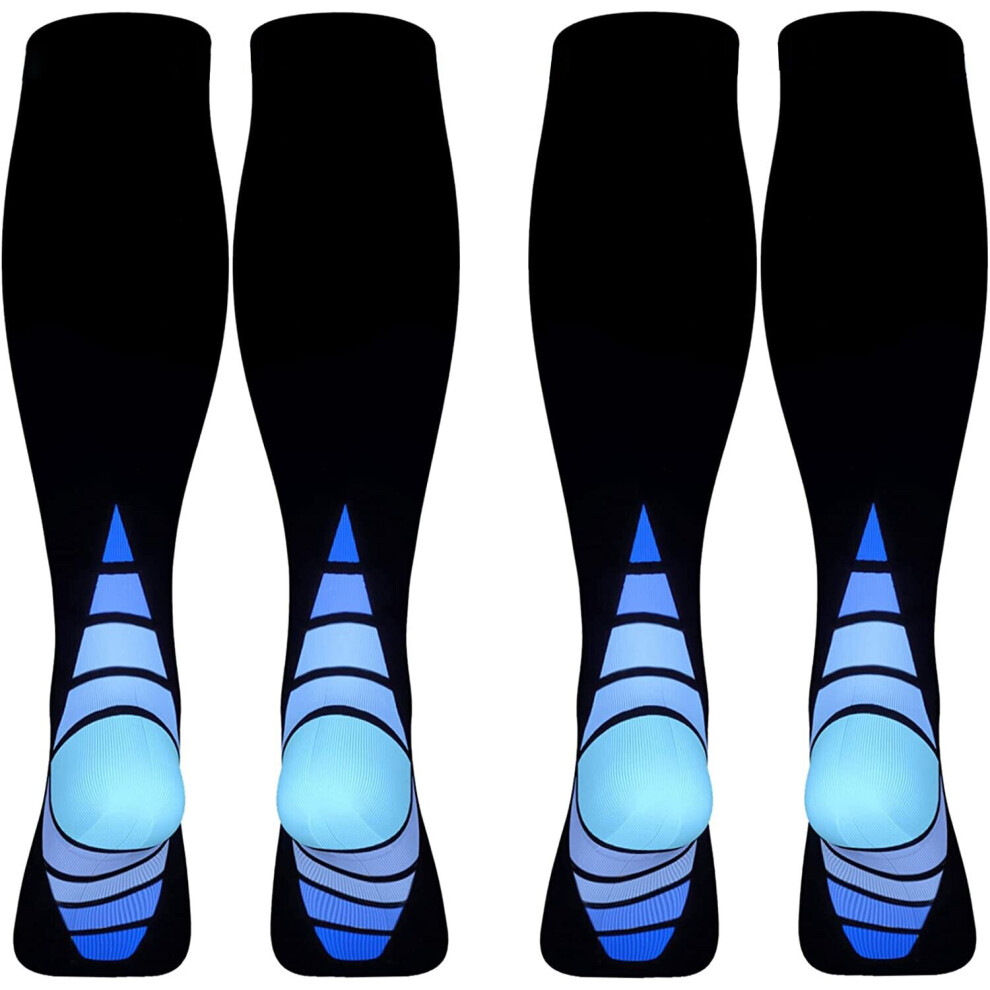 pairs of compression socks/stockings for men and women. Speed Recovery BEST Graduated Athletic Fit for Travel, L-XL Blue