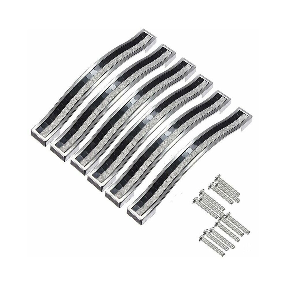 6x 160mm Crystal Door Handle Decoration Door Knob Cabinet Knob For Cabinet Drawer Cupboard Bin Wardrobe Cabinet,Silver Black