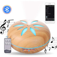 Essential Oil Diffuser 550ML Ultrasonic Music Humidifier Music Player Diffuser 7 Colors Remote Control Night Light Off for Aromatherapy