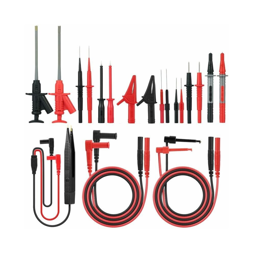 MK30 21pcs Electronic Test Lead Kits Multimeter Cable with Alligator Clips Replaceable Probe Accessory Kit for Digital Multimeter and DMM Clamp Meters