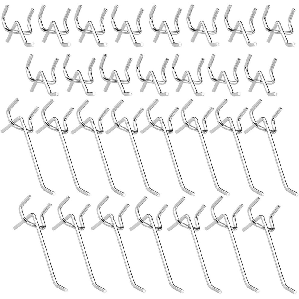 Metal Pegboard Hooks Pegboard Hooks Wall Panel Door Wall Hooks for Supermarket Retail Store 10cm and 5cm Single Crochet Set 30PCS