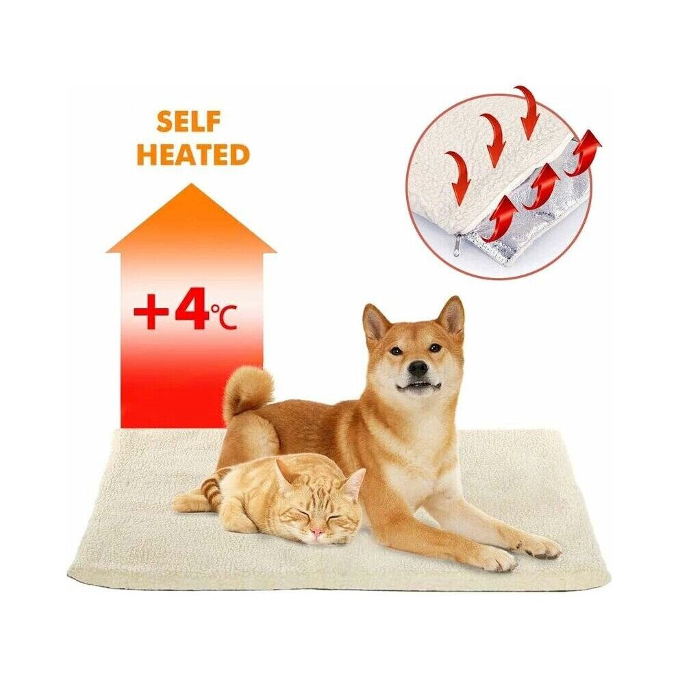 dog mattress - Self-heating cushion for cat dog, Thermal heating blanket Without electricity & batteries - 60x45 cm