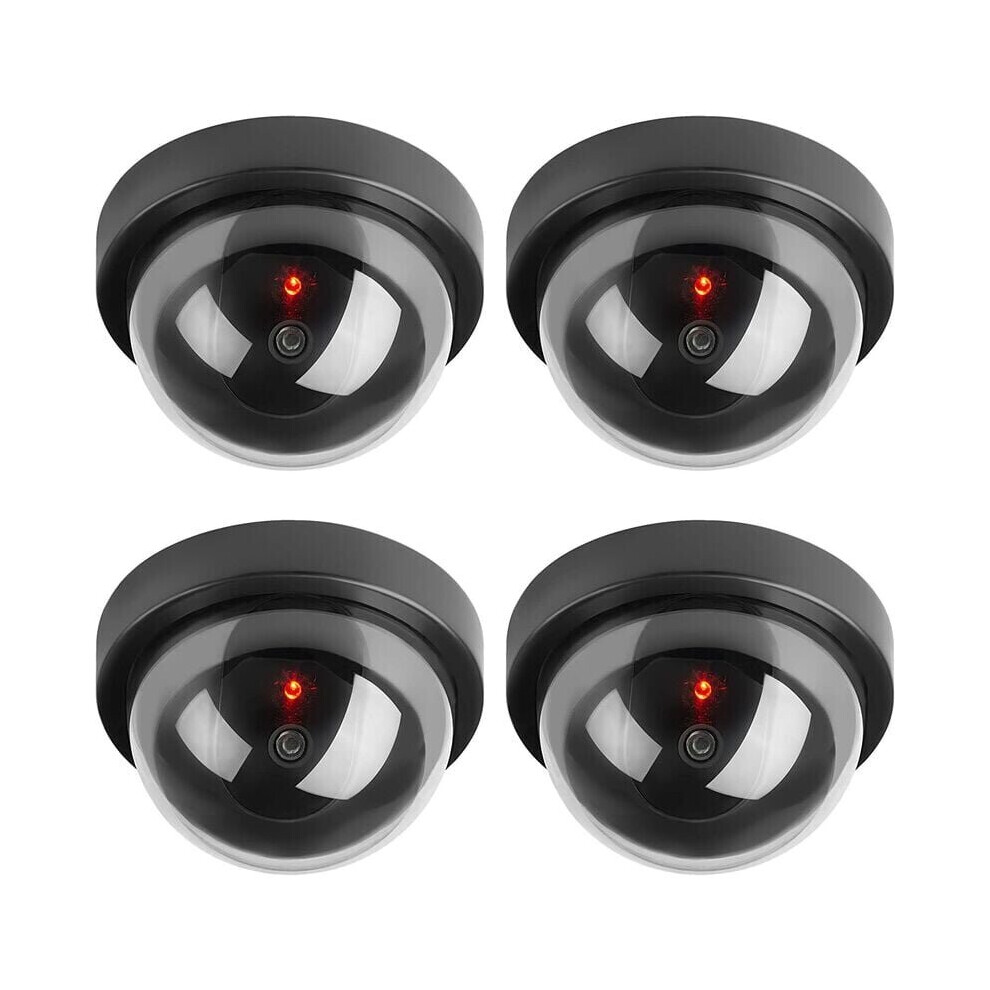 Dummy Cameras, Fake Security CCTV Dome Camera with LED Flashing Light for Business Stores Home, Indoor Outdoor Use (4 Pack)