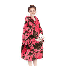 Wearable Blanket Hot Pink Cozy Fleece Sweatshirt Blanket Hoodie with Sleeves and Pocket Micro Plush Wrap Blanket Gifts for Adult Women Teens Girls