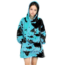 Wearable Blanket Hoodies Kids Teal Blue Oversize Flannel Sweatshirt Blanket with Pocket Turquoise Fleece Hooded Blanket Birthday Gifts for Boys G