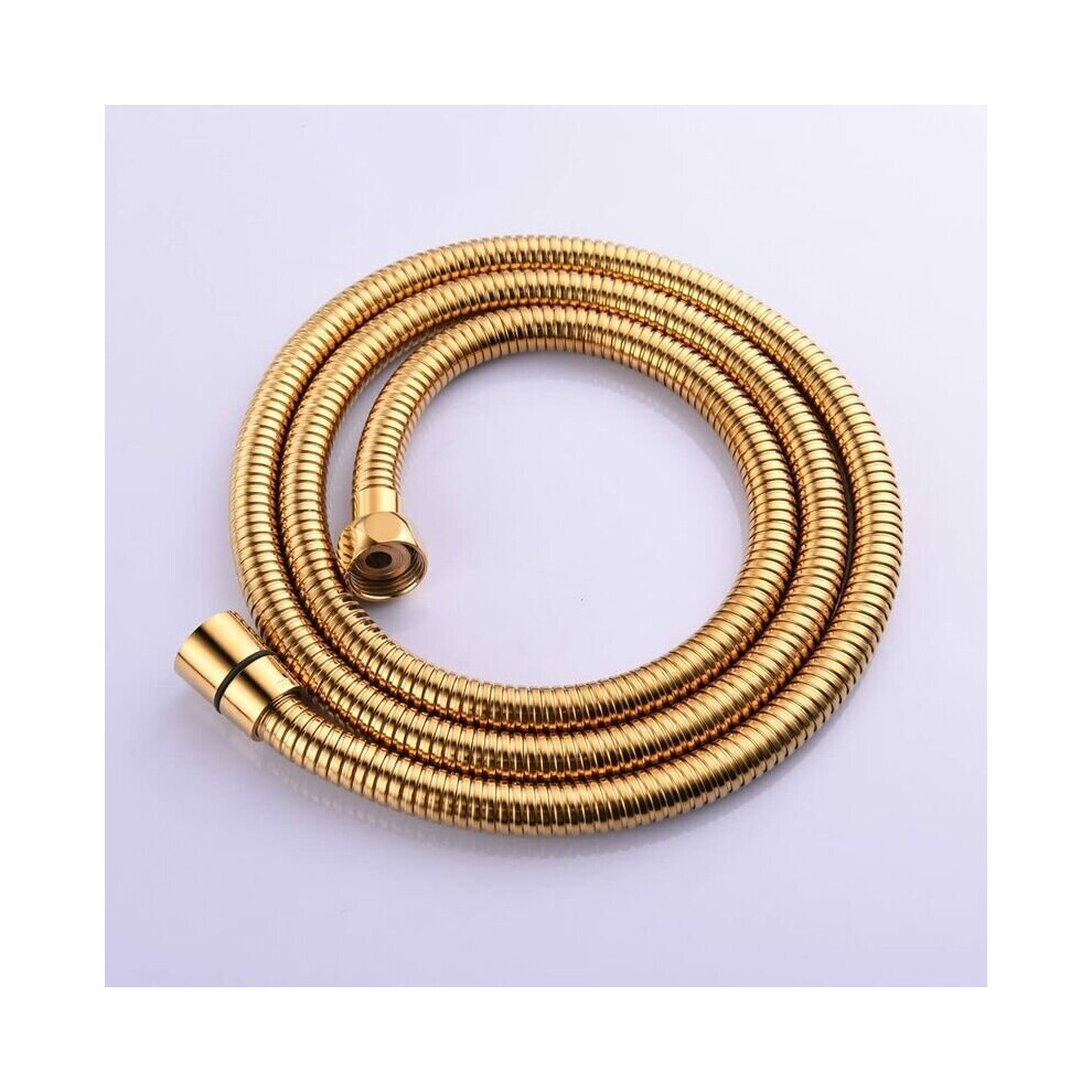 2m (78 inch) gold anti-kink flexible stainless steel shower hose with solid brass connector