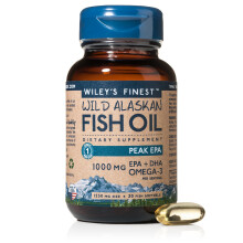 Wileys Finest Wild Alaskan Fish Oil Peak EPA - Triple Strength Peak EPA and DHA - 1000mg Omega-3s SQF-certified - 30 Softgels 30 Servings