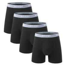 Boxer da uomo wirarpa in cotone elasticizzato, con patta aperta e senza etichetta, confezione da 4 (piccolo, nero)
