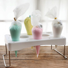WLSANX Piping bag shelf Decorating bag rack Cake decorating frosting bag rack Stainless steel feet Cake tools DIY baking 12 cavity cream bag rack (1 P
