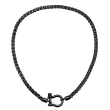 Wolentty Heavy Screw Anchor Shackle Wheat Necklace 18,5"""" Foxtail Chain Gave til Valentinsdag (sort)
