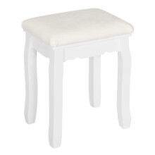 WOLTU Dressing Table Stool White Padded Vanity Stool Make-up Chair for Bedroom Piano Stool Pinewood Legs Baroque Style 37x28x44.5cm MB6095ws