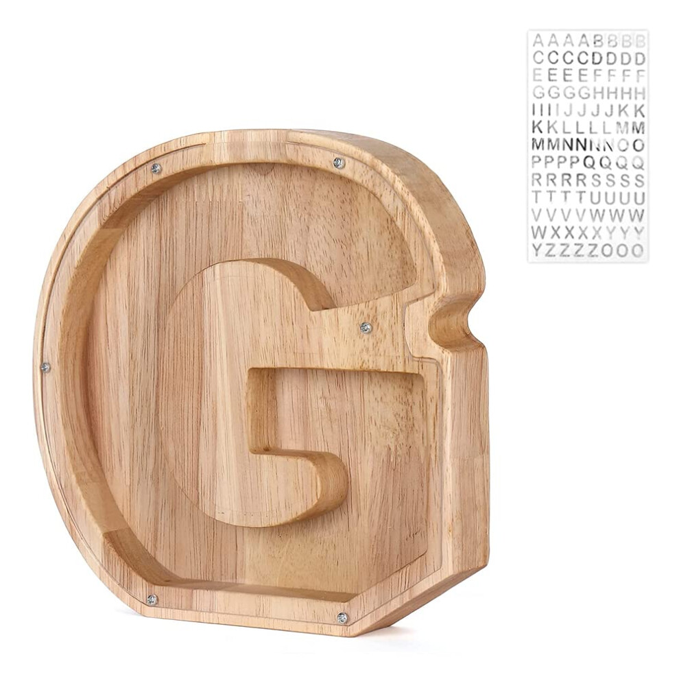 Tirelire en bois avec lettres de l'alphabet pour enfants, gar   ons et filles, grande tirelire avec 26 lettres de l'alphabet, personnalisable, tran