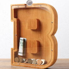 Wooden Letter Piggy Bank for Kids Boys Girls Large 26 Alphabet Money Bank Personalized Custom Name Transparent Saving Coin Bank Perfect Christmas Bi