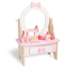 Ensemble de coiffeuse en bois pour enfants, jeu de rôle, coiffeuse de maquillage pour tout-petits, jouets avec miroir rotatif à 360, ensemble de