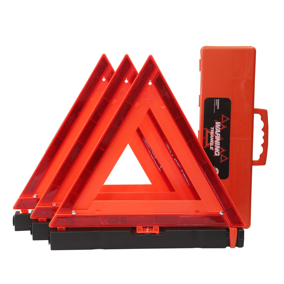 Workkool Safety Triangles Dot Approved Standard Warning Triangles Enmergency Reflector Emergency Triangles For Vehicles With Carry Case(3 Pack Witho 9331924689318