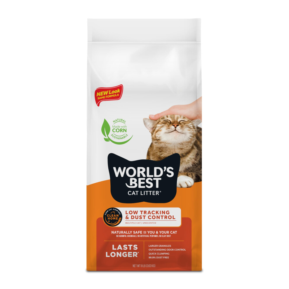 Cat Equipment & Cat Gifts & Gift For Cat Lovers World's Best Cat Litter Low Tracking & Dust Control Multiple Cat Unscented 8-Pounds - Natural Ingredients Quick Clumping Flushable & Made In Usa - L