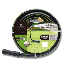 Worth Garden 3/4 inch x 50 ft. Waterslang - Robuuste, duurzame, niet-knikkende zwarte tuinslang - Slang van PVC-materiaal met messing fittingen - Fle