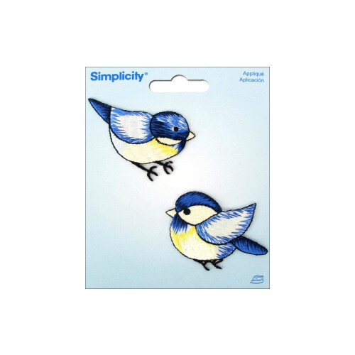 Wrights Iron-On Appliques Birds-Blue 1-3/4x2-1/4 """" 2/PKG