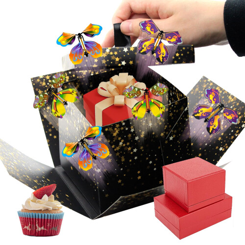 WUEURU Flying Butterfly Surprise Box Exploding Gifts Box with ...
