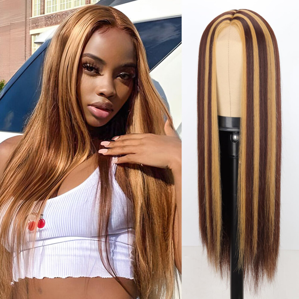 Xinran Straight Ombre Honey Blonde Wigs For Women