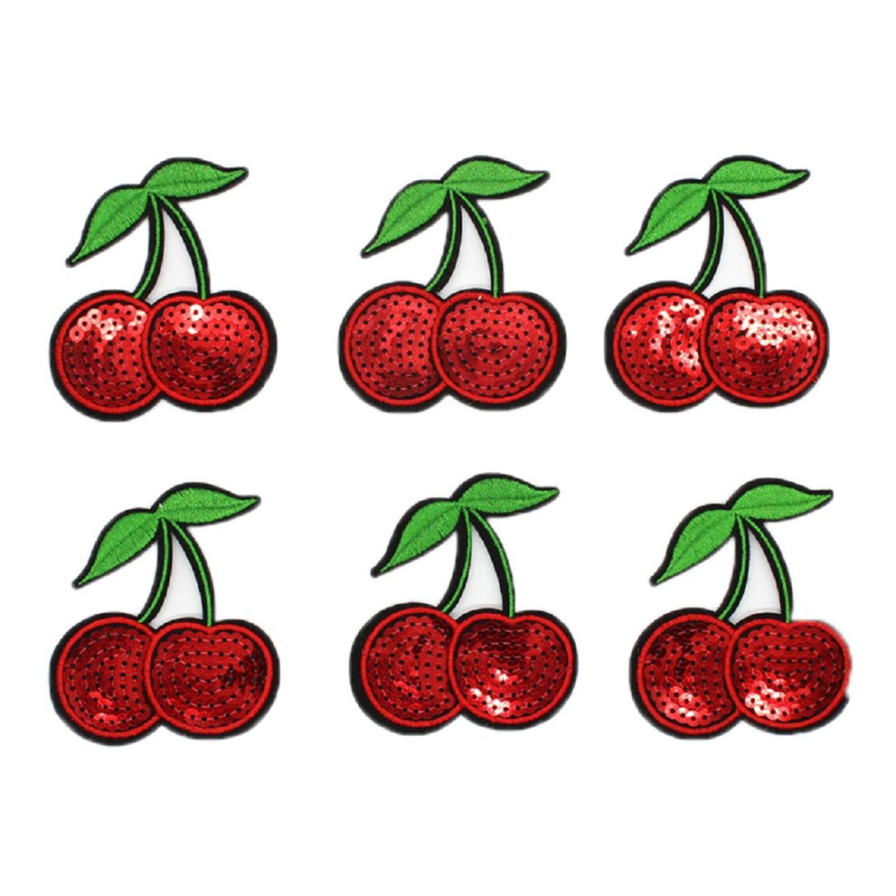 YABINA 10-delige borduurwerk Fruit Strijkapplicatie voor Jeans Halslijn Kleding Tassen (Kers)