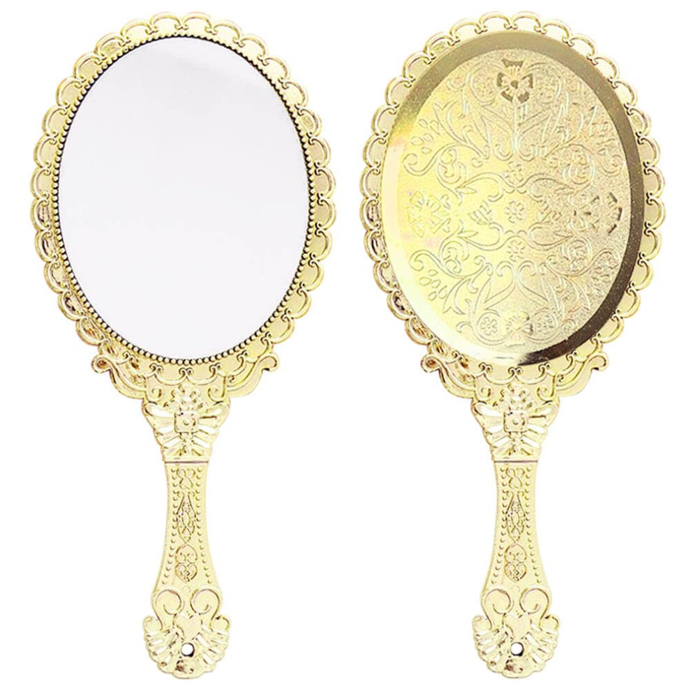 Yangshine Handheld Mirror With Handle Makeup Compact Travel Hand Mirrors Mini Vintage Make Up Hand Held Mirror Oval Purse Packet Mirror For Women Gir
