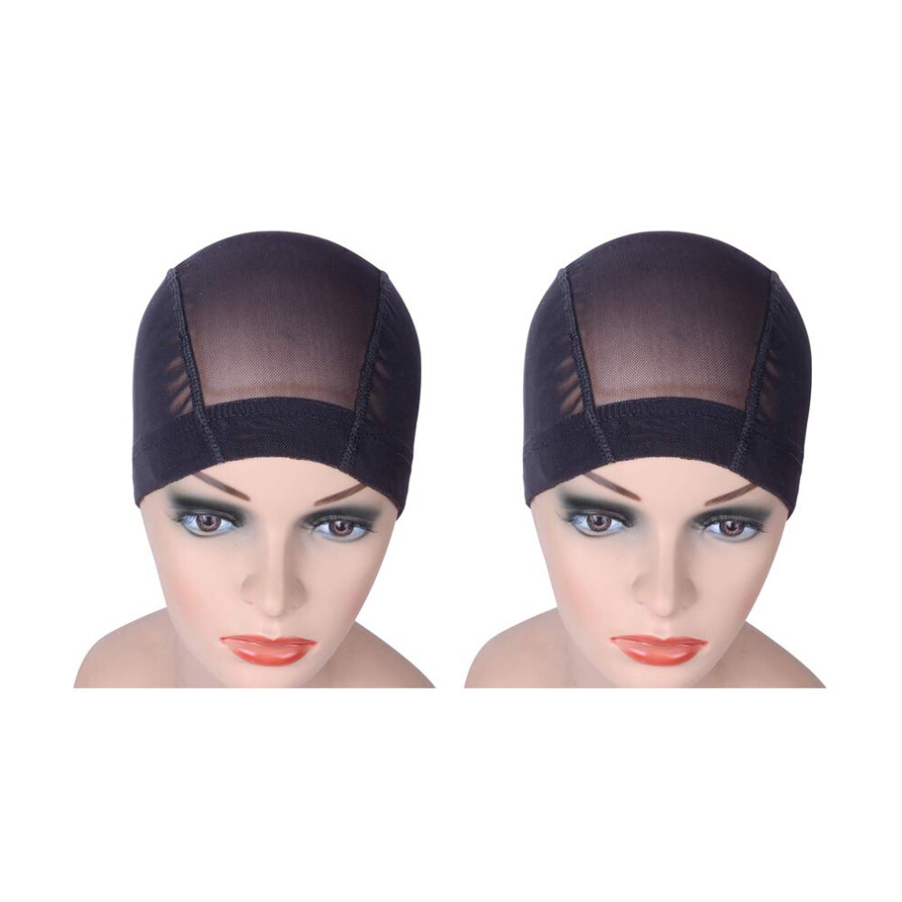 Yantaisiyu Unisex Black 2 Pcs/Lot Wig Caps Mesh Cap For Making Wig Stretchable Hairnets With Wide Elastic Band Mesh Dome Cap For Wigs ( Mesh Cap L)
