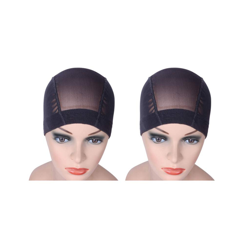 Yantaisiyu Unisex Black 2 Pcs/Lot Wig Caps Mesh Cap For Making Wig Stretchable Hairnets With Wide Elastic Band Mesh Dome Cap For Wigs ( Mesh Cap M)