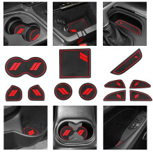 Anti-Dust Trim Mats Fit for 2015-2020 Dodge Challenger Custom Interior Shifter Liner for Cup Holder Insert Door Pocket Center Console(11pcs Red)