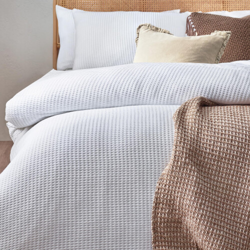 Yard Chunky Cotton Waffle Duvet Set (King) (White) 1