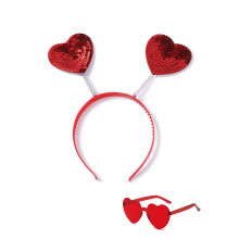 YBHOMINE Red Valentines Day Headband With Heart Sunglasses Heart Shaped Sequin Headband Valentines Hair Accessories for Women and Girl (4Heart)