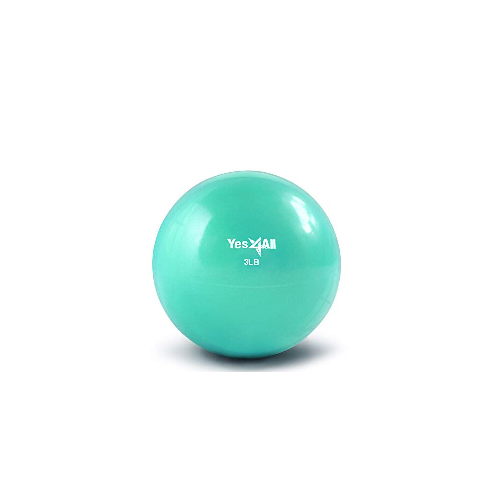 Yes4All Ballon de tonification lest    souple/ballon m   dicinal et anneau d'exercice Pilates - Plusieurs couleurs et poids disponibles (B. 3 lb cyan