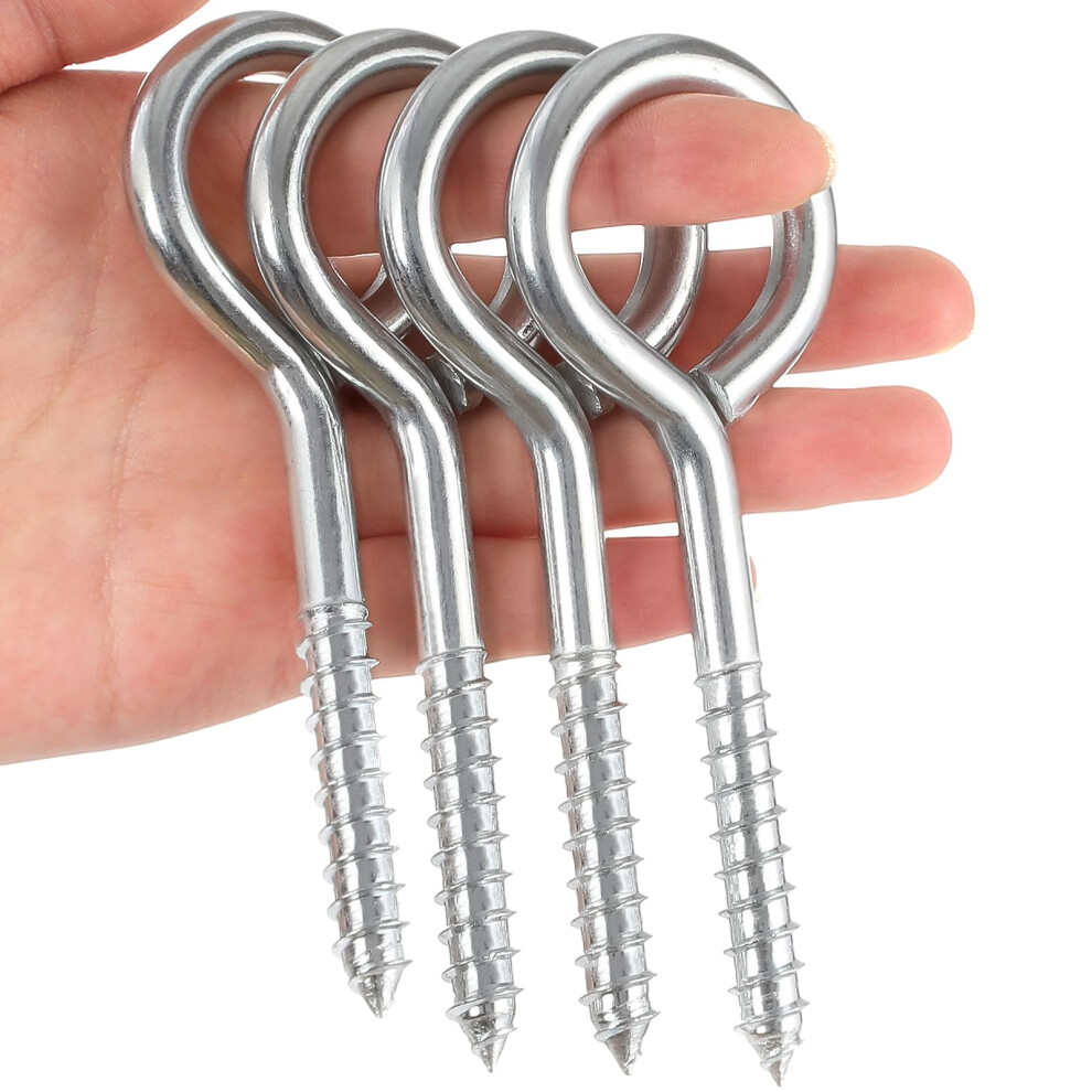 Bulloni A Occhiello A Vite, 12,7 Cm, Resistenti, Viti A Occhiello In Acciaio Inox Per Legno, Grandi Ganci Antiruggine Per Amaca, Per Legare, Sollevare E Fissare Cavi, Facili Da Installare, Confezione-image