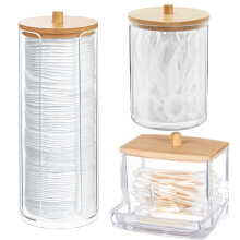 Ytugil 3Pack Porta di cotone Peso in cotone Scatola di tampone/Porta del cuscinetto di cotone/Porta di cotone Baglie di erogazione del bagno BATTON C