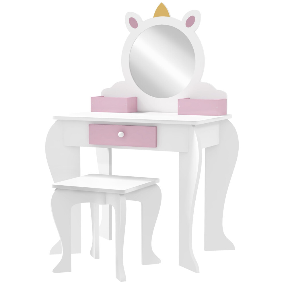 Rackhams White Zonekiz Unicorn-Design Kids Dressing Table, With Mirror And Stool - Image 4