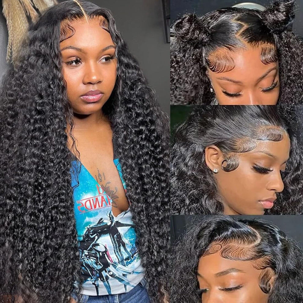 Zumuer Unisex Not,Specified 30 Inch 13X6 Deep Wave Lace Front Wigs Human Hair Deep Wave Frontal Wig 13X6 Hd Lace Front Wigs Human Hair Pre Plucked With Baby Hair Virgin Hu