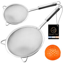 Essaide en acier inoxydable Set 1 Grande passoire de pates et de riz pour la cuisine + 1 petite passoire a mailles fines avec poignee + 1 silicon