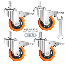 Stem Casters Heavy Duty Swivel Threaded Stem Caster Wheels with American Size 1/2''-13x1'' Thread Dual Locking Wheel with Brakes Pack of 4 (2 inch wi