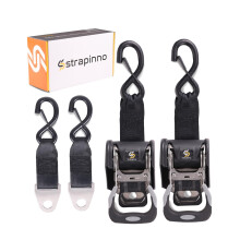 Strapinno 2 Stck einziehbare Ratschengurte aus Edelstahl (1 7/8 Zoll x 4 Fu), robuste Spiegel-Zurrgurte mit Verlngerungsgurten, Bolzensatz und Sic