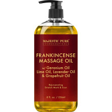 Stretch Mark and Scar Frankincense Massage Oil by Majestic Pure for Softer & Smoother Skin - Visibly Reduces Appearances of Scars and Stretch Marks -