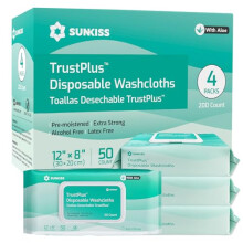 SUNKISS Trustplus Wet Wipes for Adult Extra Thick 8x12 Body Cleaning Wipes with Aloe for Elderly Incontinence & Cleansing 200 Count 4 Packs of 50