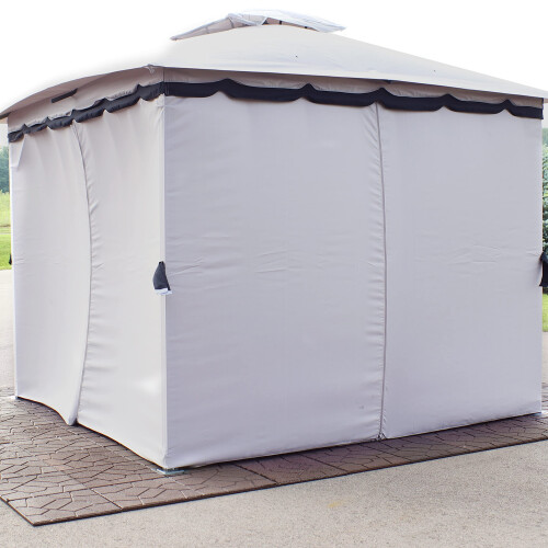Sunnydaze Conjunto de parede lateral de polister de 4 peas para gazebo de 10 ps x 13 ps - Externo 125 polegadas de largura x 77 polegadas de 1